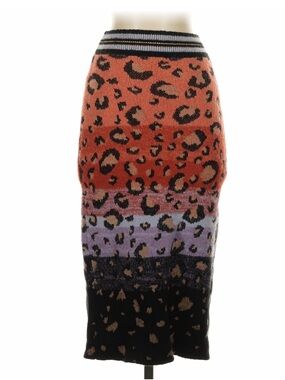 Anthropologie Leopard-Print Pencil Skirt in Orange, Purple & Black Size -M